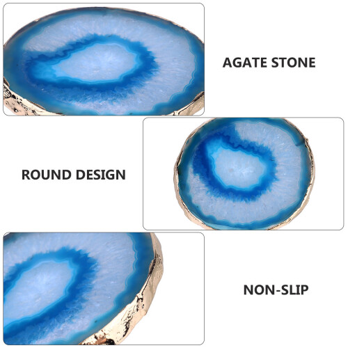 agate stone coaster round geometric heat insulation mug pad 2
