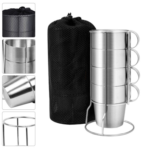 1 Set Stacking Stainless Insulated Camping Coffee Cup 1