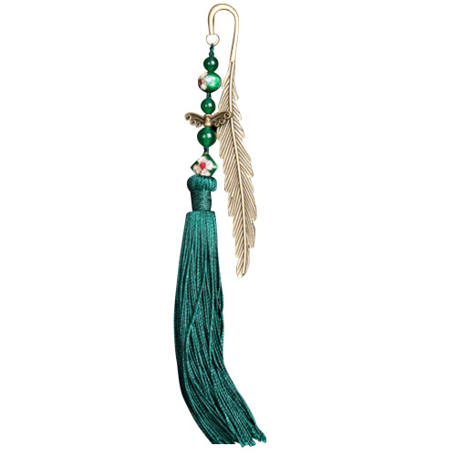 1 Pc Chinese Style Tassel Bookmark Green