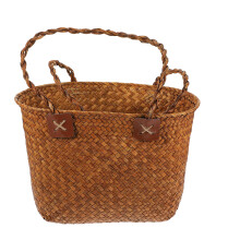 Handheld Woven Basket Picnic Food Basket Large Capacity