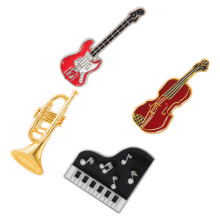 4pcs musical instrument brooch set with guitar and violin badges