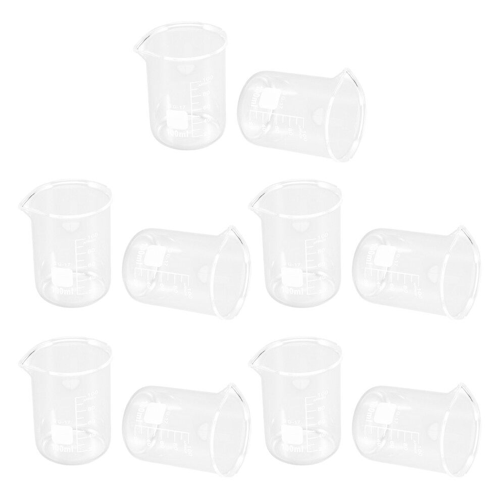 Happyyami 10Pcs Glass Beakers Graduated Measuring Cup For Laboratory Liquid Use