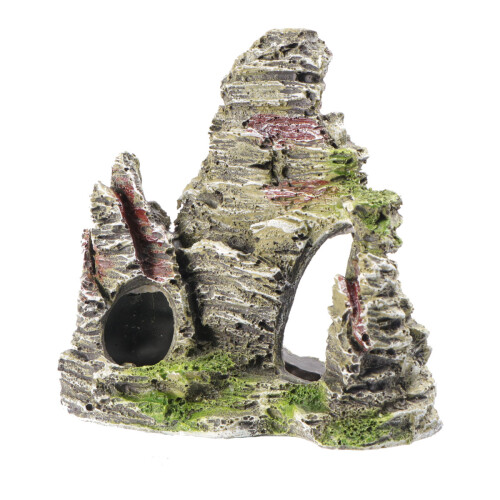 1pc artificial mountain decor for fish tank, dark brown 2