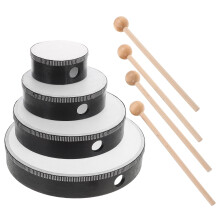Kids Percussion Drum, Wooden Hand Drum with Beater, Orff Instrument