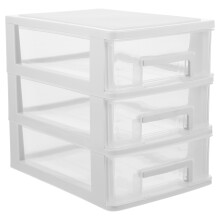 2Pcs White Plastic Desktop Storage Box Multi-Layer Sundries Organizer