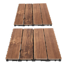 2pcs Interlocking Floor Tiles Waterproof Decking Light Brown