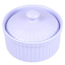 ceramic baking bowl heat resistant pudding cup with lid purple