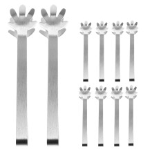 10pcs Mini Tongs Stainless Steel Ice Serving Clips