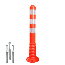Reflective Traffic Post 70 Cm Orange Channelizer Post With Screw And Anchor Unbreakable Spring Post Attachable Socket