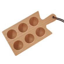 Egg Holder Wooden Egg Tray 8.66x4.33x1.06 Inches Rustic Tabletop Display With Handle, 6 Grid Slots, Deviled Eggs Platter