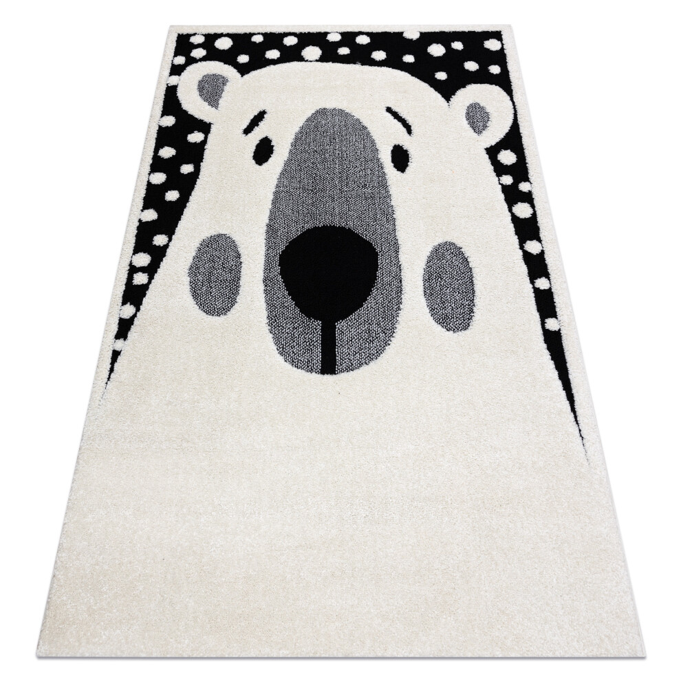 Modern Children's Carpet Joy Teddy Bear, For Children - Structural Two Levels Of Fleece / Black 120X170 Cm Cream Rugsx