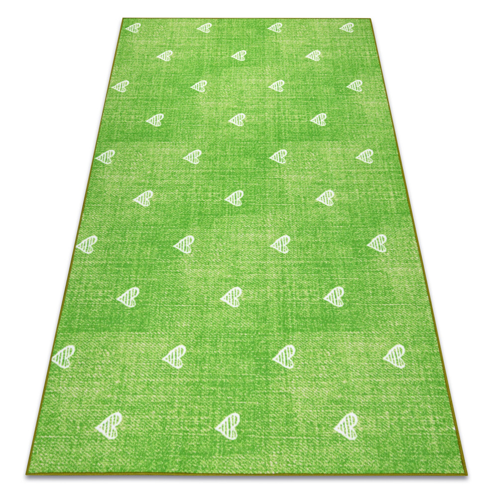 Carpet For Kids Hearts Jeans, Vintage Children's - 100X250 Cm Green Rugsx