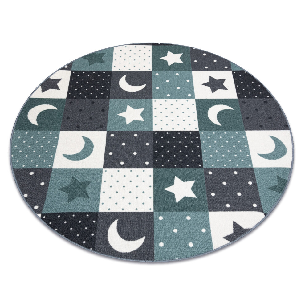 Carpet For Kids Stars Circle Children's Turquoise / Circle 100 Cm Grey Rugsx