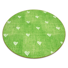 Carpet for kids HEARTS circle Jeans, vintage children's - green circle 100 cm