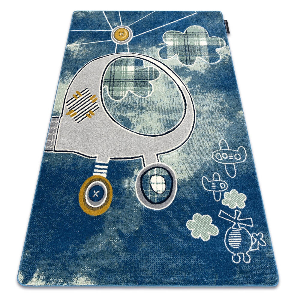 Carpet Petit Helicopter Planes 140X190 Cm Blue Rugsx