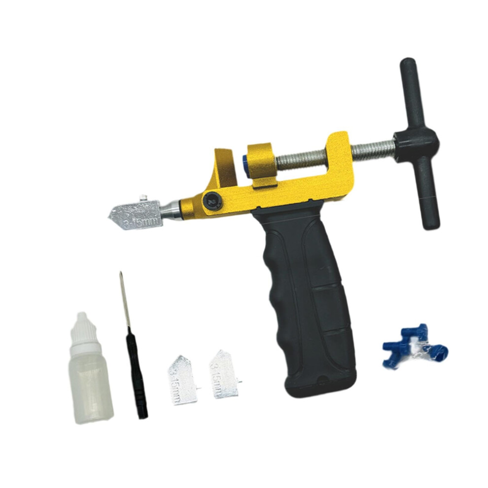 Glass Tile Cutter For Diy Projects, 3-15Mm Thickness, Gold Finish, Oil Bottle Included 9354506866839