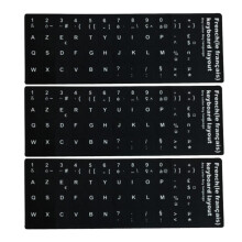 Keyboard Stickers Replacement French Non-Transparent Black Background White Lettering For Laptops Desktops 3-Piece Set