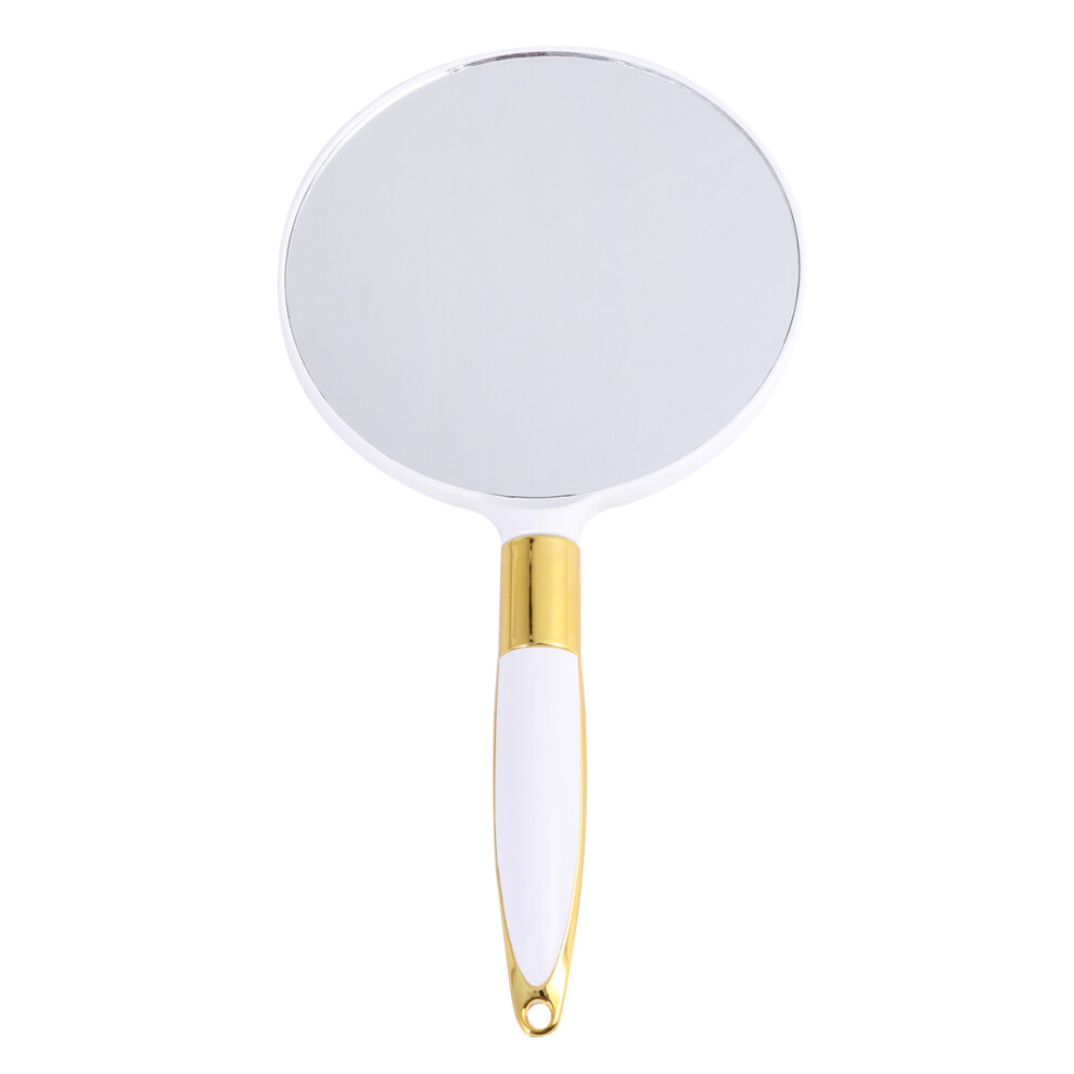 Artibetter White Round Vintage Handheld Mirror Portable For Women