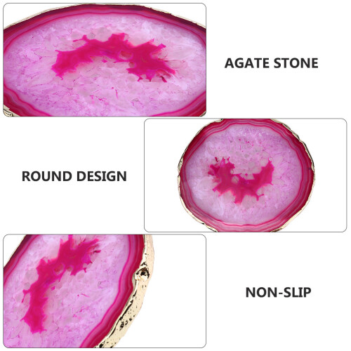 agate stone coaster round geometric heat insulation mug pad 1