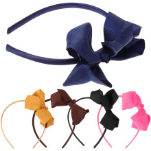 5pcs girls headband big bows pure color hair accessories for kids