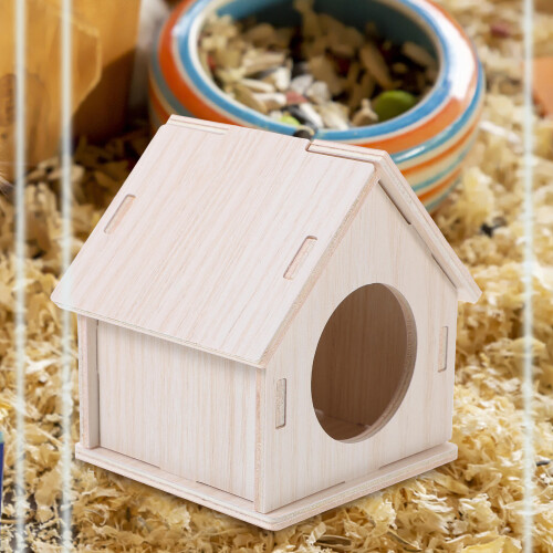 hamster wood house hideout for small animals sleeping 2