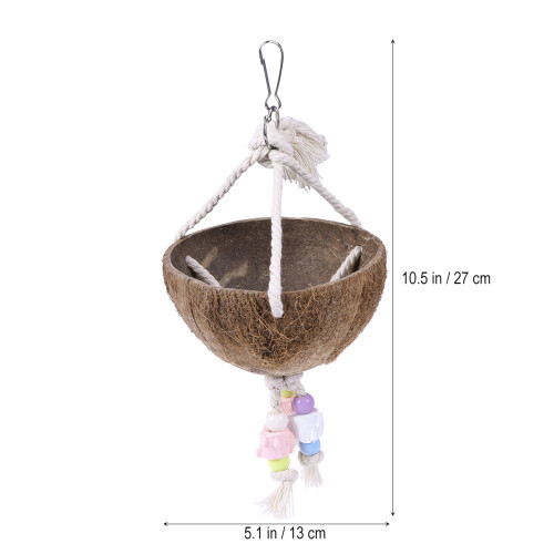 Coconut Shell Swing Toy with Rope & Bead Chain 1