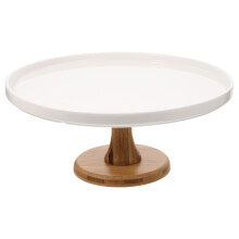 ceramic dessert tray with wooden base for cupcakes and pastries