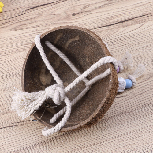 Coconut Shell Swing Toy with Rope & Bead Chain 2