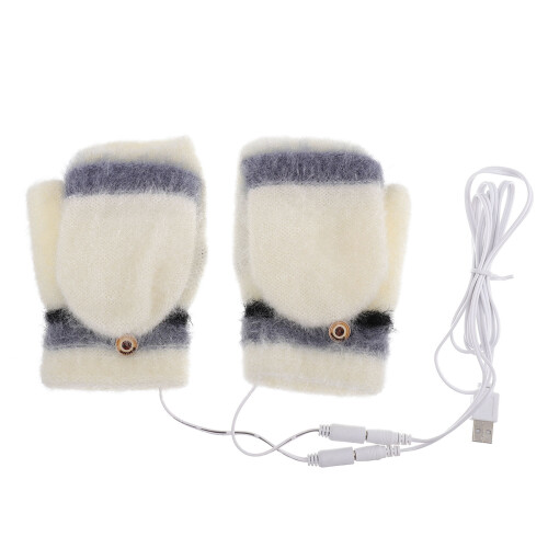1 Pair Gloves White Knitting Clamshell Skateboard Laptop
