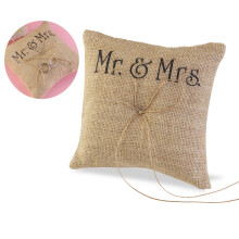 Mr & Mrs Jute Wedding Ring Pillow
