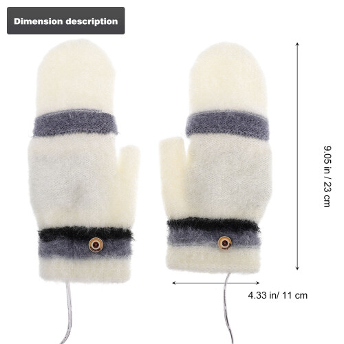 1 Pair Gloves White Knitting Clamshell Skateboard Laptop 1