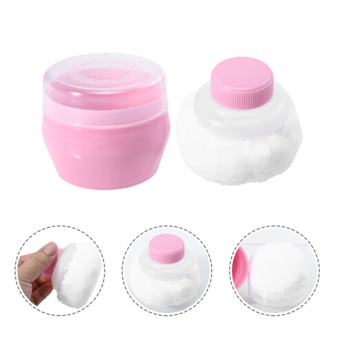 2 sets container with puff, empty talcum powder case 2