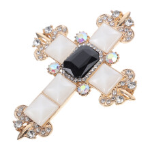 Multi Color Unisex Crystal Cross Brooch Durable Alloy for Parties