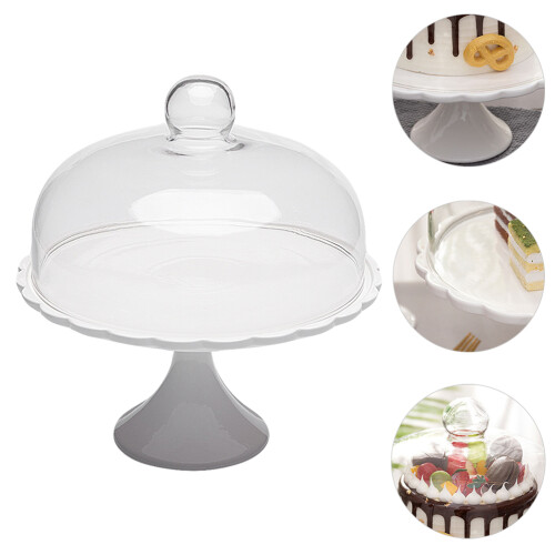 1 pc dust-proof cake cover plate multipurpose snack tray 1