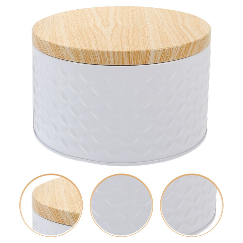 2Pcs White Iron Candy Containers Sealed Lid Kitchen Home Snack Boxes 2