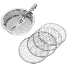 1 Set Stainless Steel Garden Soil Sieve with Interchangeable Mesh