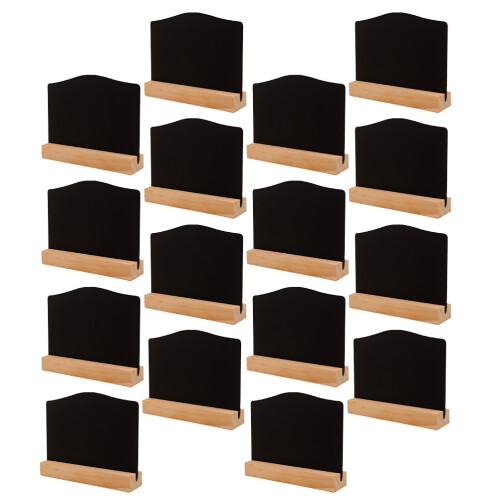 16pcs mini wooden double-sided chalkboards with easel for display