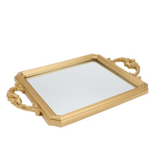 1pc Retro Makeup Tray Storage Perfume Mirror
