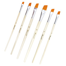 6 pcs nylon paint brushes with wood handles for watercolor