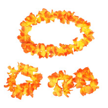 4pcs Ruffled Simulated Silk Flower Leis Bracelets Wreath Headband