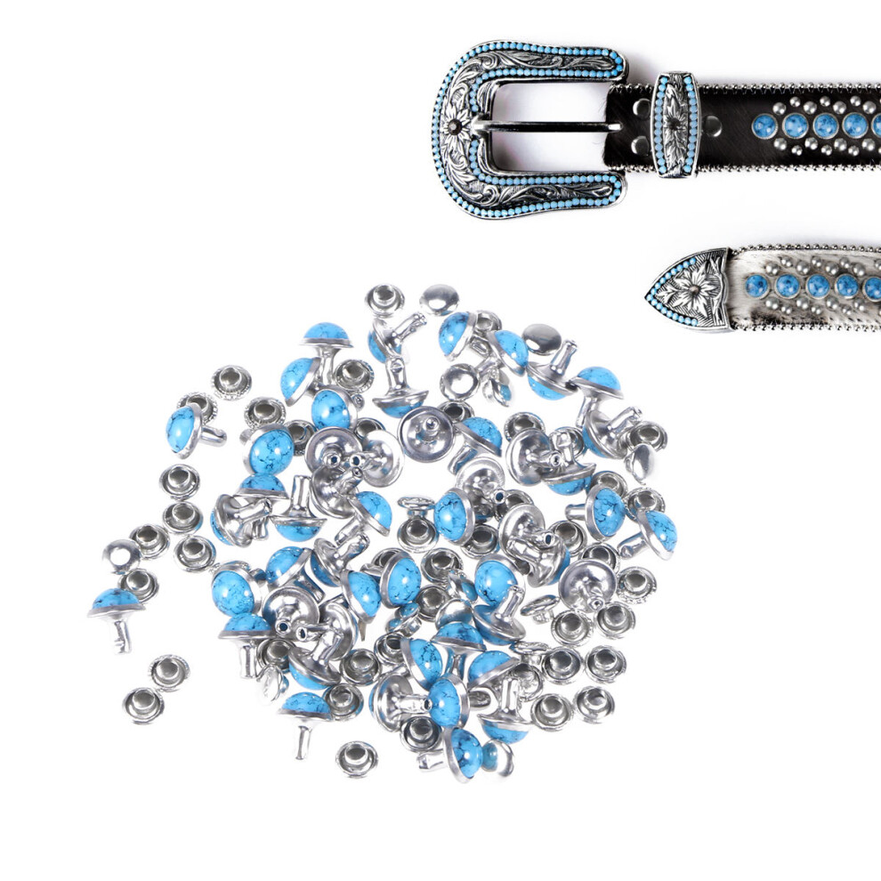 50 Pcs 8Mm Turquoise Rivets For Diy Clothing, Jewelry, Bag Decoration 3261398443344