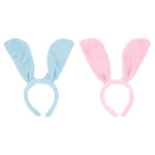 2Pcs Plush Bunny Ear Hairbands Assorted Colors Cute Party Headwear