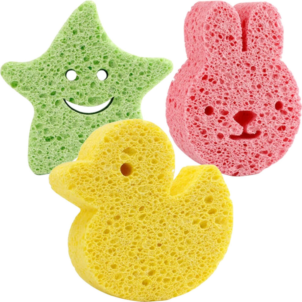 3Pcs Wood Pulp Baby Bath Sponges For Toddlers Ohphcall
