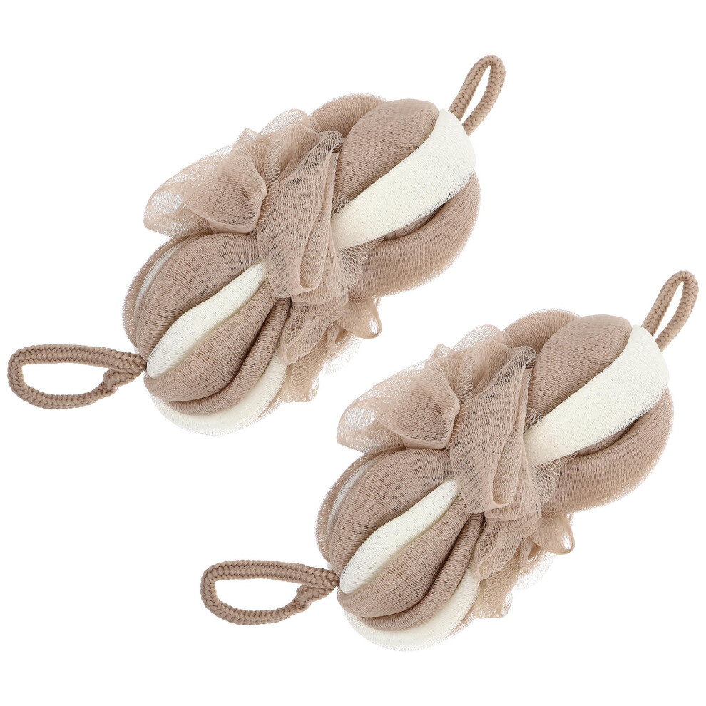 Vaguelly 2Pcs Supple Nylon Bath Balls With Rope Hanging For Relaxing Showers