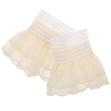 1 pair detachable lace cuffs, embroidered white pleated for women styling