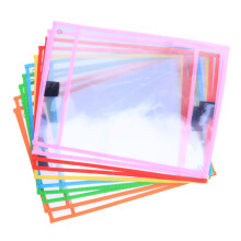 10pcs reusable dry erase pockets assorted colors for office school