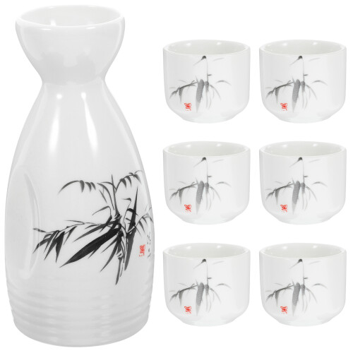1 Set Japanese Sake Flagon Cups Ceramic 2