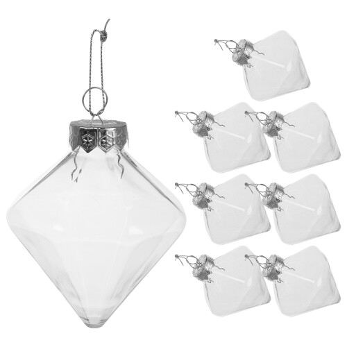 8pcs Clear Fillable Light Bulb Baubles Xmas Tree Decor