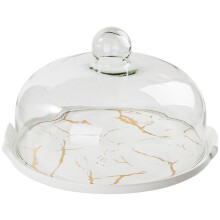 Marbled Ceramic Cake Dessert Plate with Cover Container