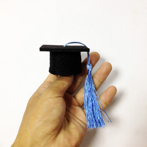5Pcs Blue Mini Doctoral Cap Wine Bottle Covers Graduation Party Decor 1